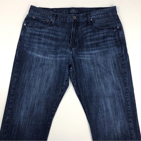 Lucky Brand 221 Original Straight Men's Dark Blue Wash Denim Jeans Distressed 38 - Picture 13 of 13